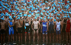 Ironman-Teilnehmer-Start