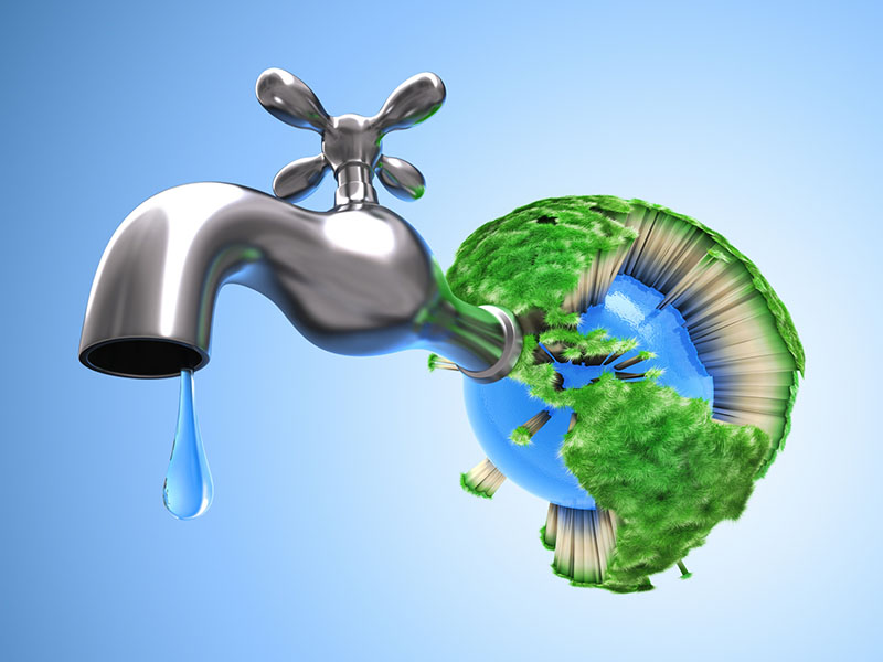 Wasserhahn-Weltkugel